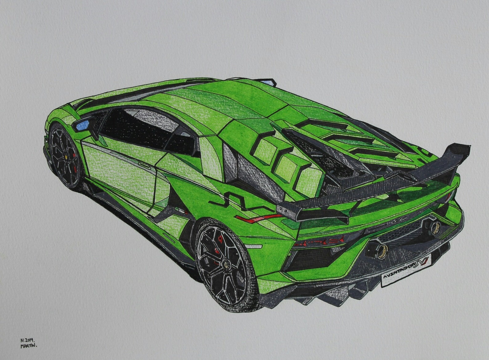 Aventador SVJ Drawing Original A3 Size Handdrawn Etsy