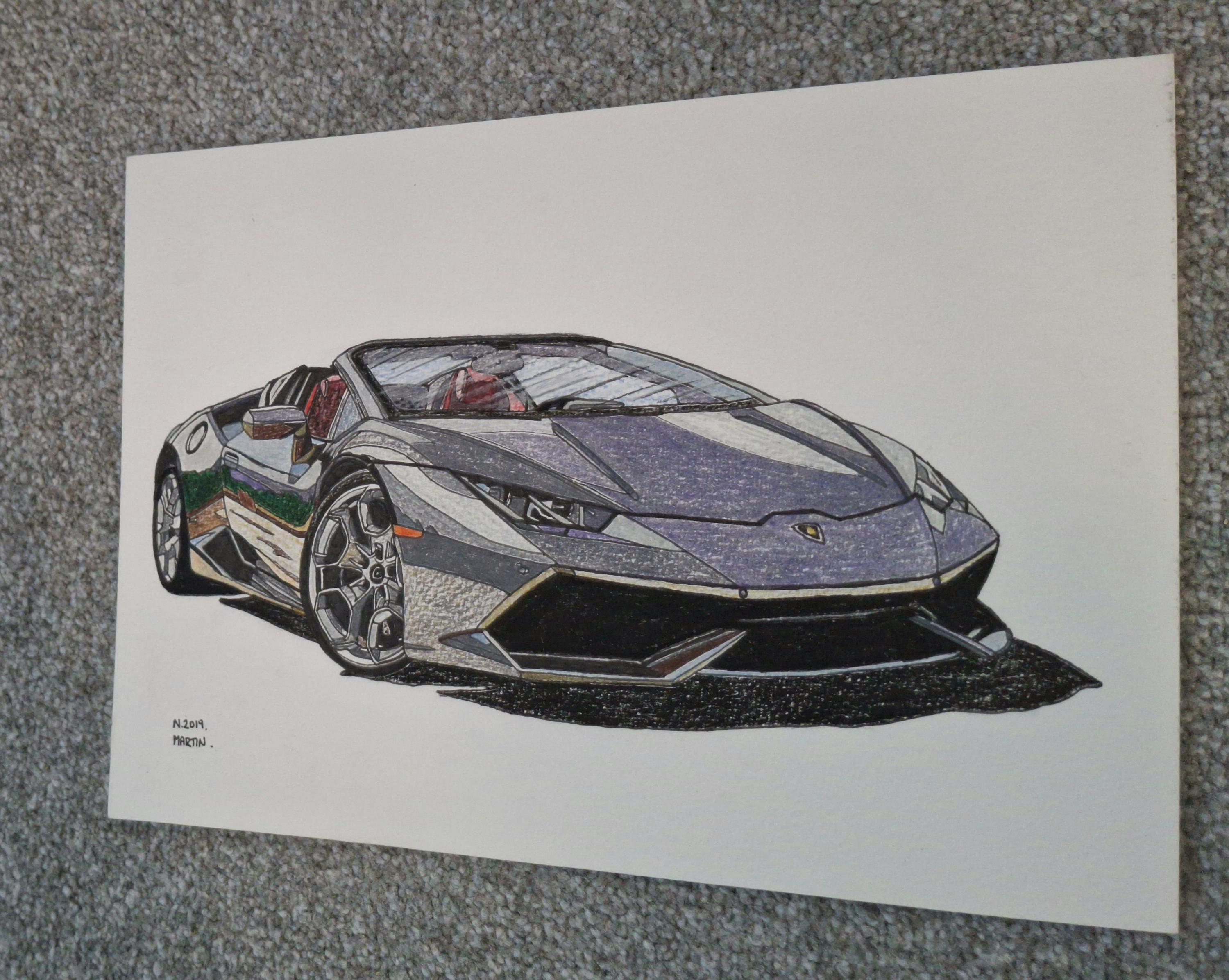 Lamborghini Huracan art, original hand-drawn drawing - Etsy 日本