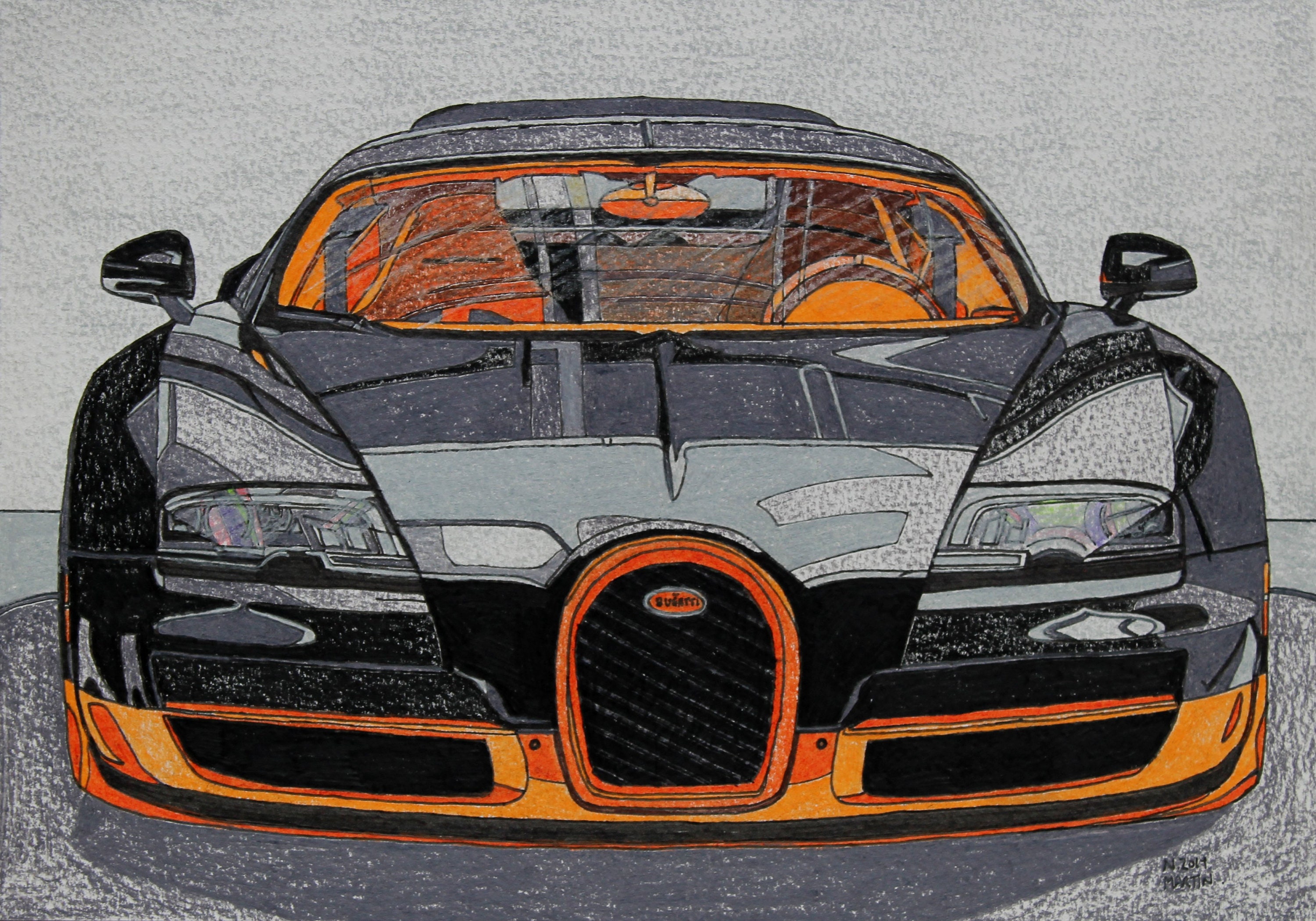 Bugatti Veyron drawing original A4 size handdrawn drawing Etsy