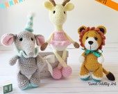 pattern pack, lion crochet pattern, elephant crochet pattern, giraffe crochet pattern, crochet pattern
