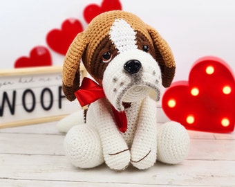 saint bernard, patron saint bernard au crochet, patron au crochet, patron, amigurumi, tuto saint bernard, cadeau bébé
