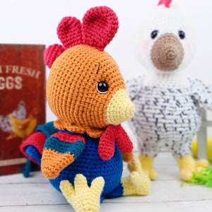 rooster crochet pattern, chicken crochet pattern, crochet pattern, crochet rooster, crochet chicken, amigurumi, rooster tutorial