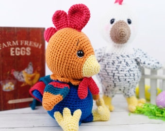 wzór na szydełkowego koguta, wzór na szydełkowego kurczaka, wzór na szydełku, kogut szydełkowy, kurczak szydełkowy, amigurumi, samouczek na koguta