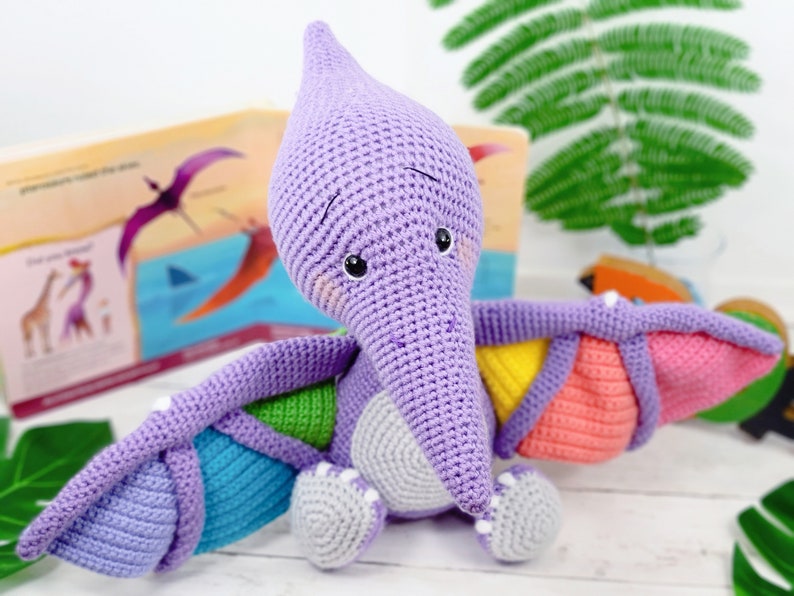 pterodactyl, pterodactyl crochet pattern, crochet pattern, amigurumi, pterodactyl pattern, dinosaur crochet pattern, dinosaur, crochet dino image 6