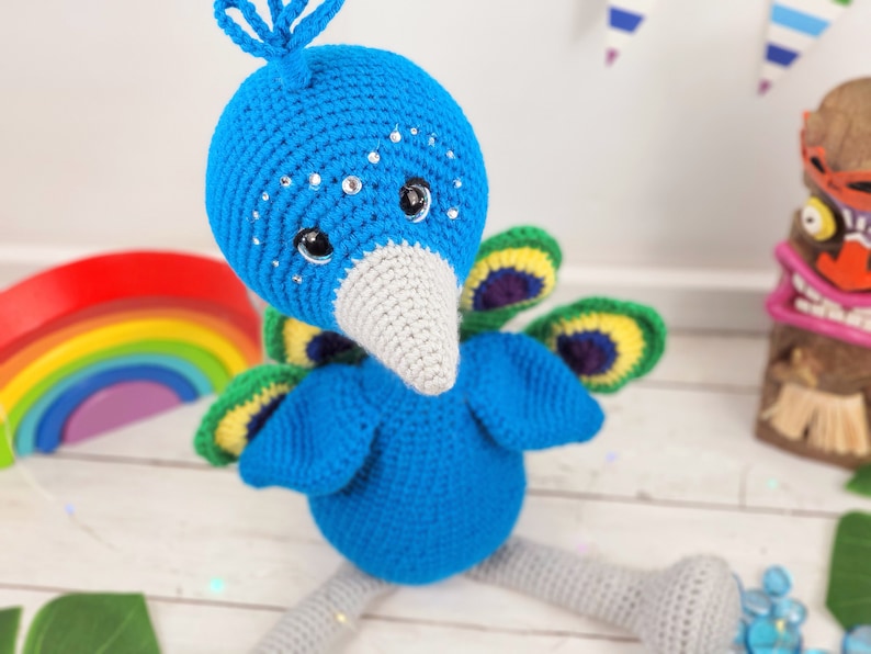 peacock crochet pattern, peacock doll, crochet peacock, crochet pattern image 9