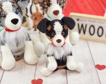 australian shephard crochet pattern, crochet pattern, australian shephard, dog crochet pattern, amigurumi, crochet dog