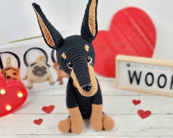 doberman, crochet doberman, doberman crochet pattern, crochet pattern, amigurumi, pattern, crochet, baby gift, doberman tutorial