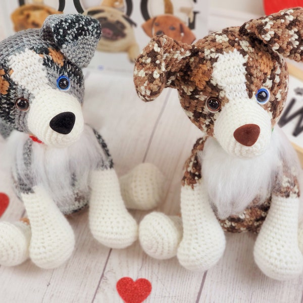 patrón de crochet de shephard australiano, patrón de crochet, pastor australiano, patrón de crochet de perro, amigurumi, perro de crochet