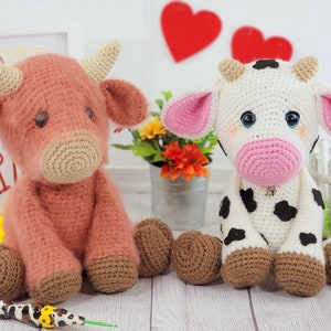 cow crochet pattern, crochet cow, cow tutorial, cow pattern, cow doll, highland cow pattern, crochet highland cow, strawberry cow