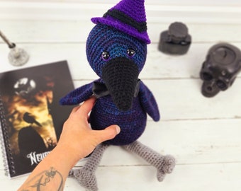 raven crochet pattern, crochet raven, raven crochet, crochet bird, crochet pattern, amigurumi