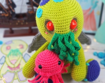 cthulhu, cthulhu crochet pattern, crochet pattern, amigurumi, crochet cthulhu, pattern, crochet, cthulhu plush