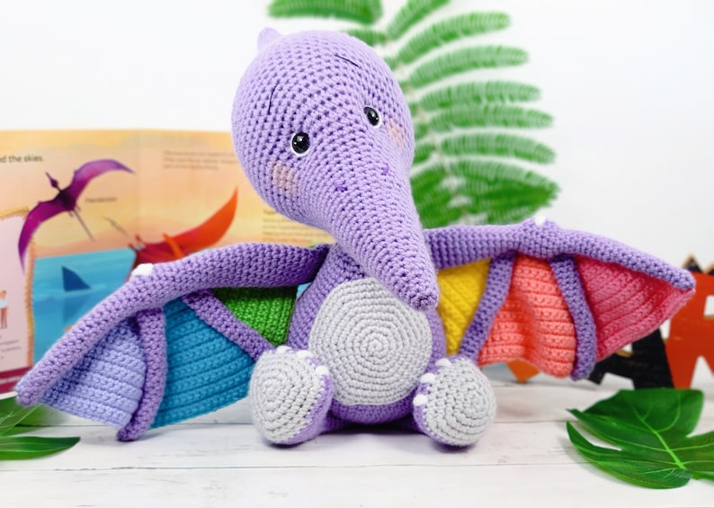 pterodactyl, pterodactyl crochet pattern, crochet pattern, amigurumi, pterodactyl pattern, dinosaur crochet pattern, dinosaur, crochet dino image 8