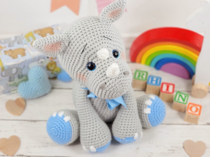 rhino crochet pattern, crochet pattern, crochet rhino, amigurumi, rhino tutorial image 9