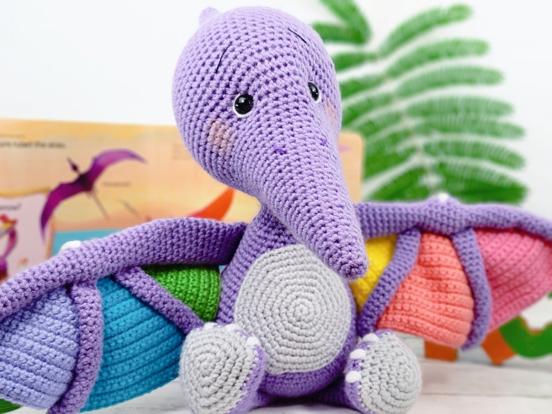 pterodactyl, pterodactyl crochet pattern, crochet pattern, amigurumi, pterodactyl pattern, dinosaur crochet pattern, dinosaur, crochet dino image 7