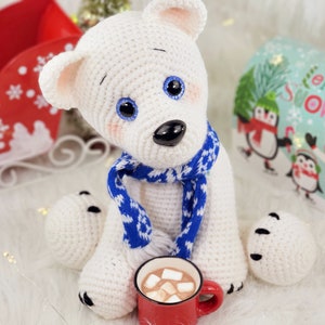 polar bear crochet pattern, crochet pattern, bear crochet pattern, crochet bear, crochet polar bear, polar bear, amigurumi