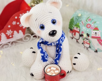 polar bear crochet pattern, crochet pattern, bear crochet pattern, crochet bear, crochet polar bear, polar bear, amigurumi