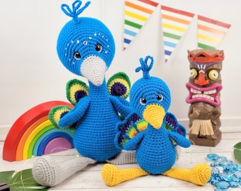 patrón de crochet de pavo real, muñeca de pavo real, pavo real de crochet, patrón de crochet