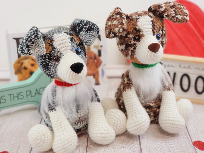 australian shephard crochet pattern, crochet pattern, australian shephard, dog crochet pattern, amigurumi, crochet dog image 8