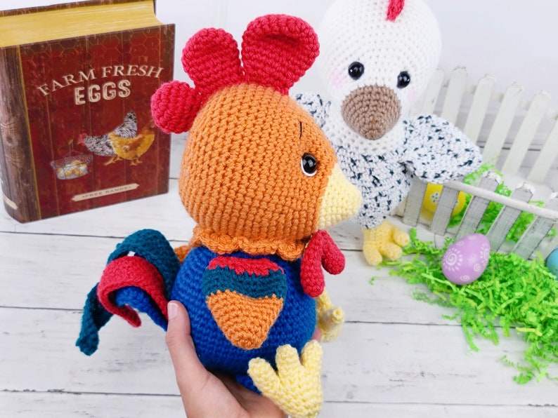 rooster crochet pattern, chicken crochet pattern, crochet pattern, crochet rooster, crochet chicken, amigurumi, rooster tutorial image 5