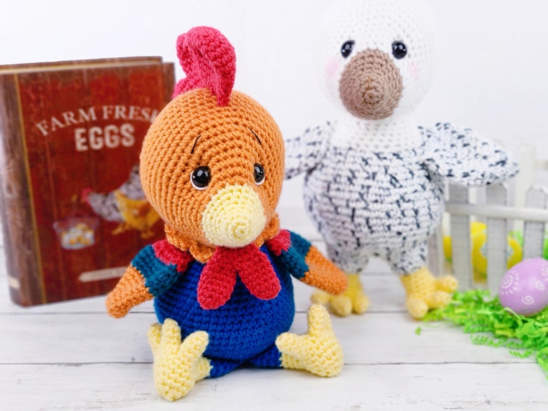 rooster crochet pattern, chicken crochet pattern, crochet pattern, crochet rooster, crochet chicken, amigurumi, rooster tutorial image 6