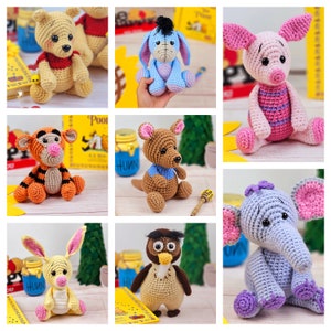 bear crochet pattern, donkey crochet pattern, pig crochet pattern, elephant crochet pattern, tiger crochet pattern, owl crochet pattern