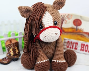 Modèle cheval au crochet, modèle cow-girl au crochet, modèle au crochet, modèle amigurumi, cheval au crochet