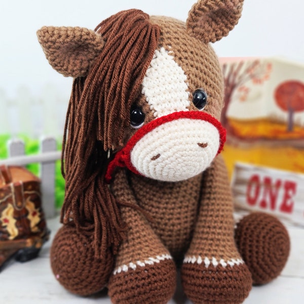 Modèle cheval au crochet, modèle cow-girl au crochet, modèle au crochet, modèle amigurumi, cheval au crochet