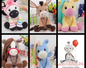 horse crochet pattern, zebra crochet pattern, unicorn crochet pattern, donkey crochet pattern, crochet pattern, zebra, donkey, horse