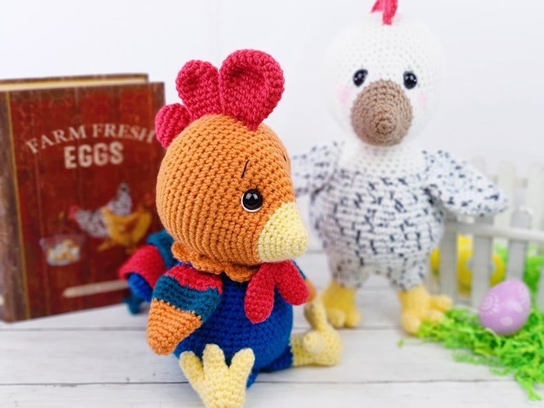 rooster crochet pattern, chicken crochet pattern, crochet pattern, crochet rooster, crochet chicken, amigurumi, rooster tutorial image 4