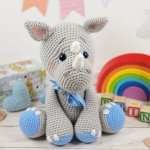 rhino crochet pattern, crochet pattern, crochet rhino, amigurumi, rhino tutorial image 2