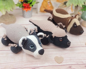 badger, wolverine, honey badger, badger crochet pattern, crochet badger, amigurumi, crochet pattern, pattern, crochet