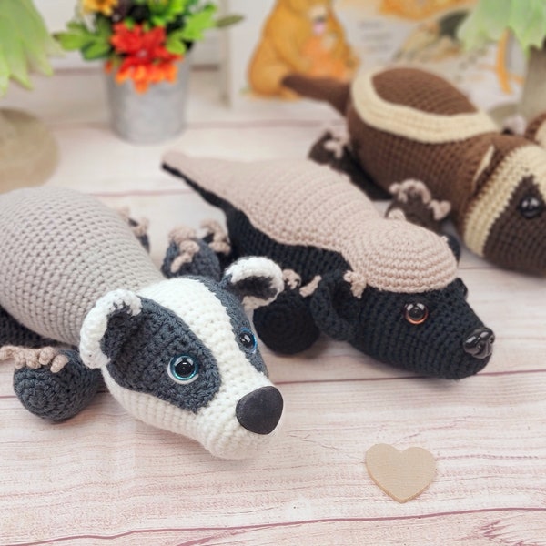 badger, wolverine, honey badger, badger crochet pattern, crochet badger, amigurumi, crochet pattern, pattern, crochet