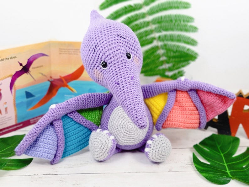 pterodactyl, pterodactyl crochet pattern, crochet pattern, amigurumi, pterodactyl pattern, dinosaur crochet pattern, dinosaur, crochet dino image 1