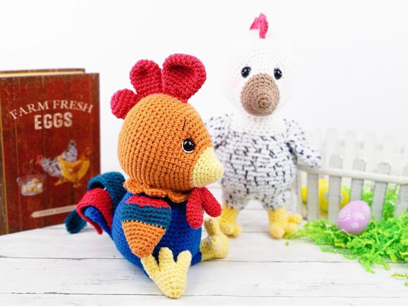 rooster crochet pattern, chicken crochet pattern, crochet pattern, crochet rooster, crochet chicken, amigurumi, rooster tutorial image 7