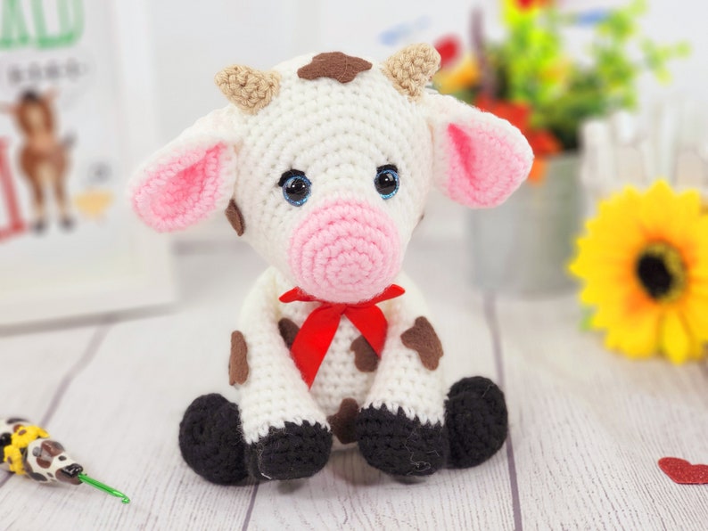 cow, crochet cow, cow crochet pattern, crochet pattern, amigurumi, pattern, crochet, cow tutorial image 8