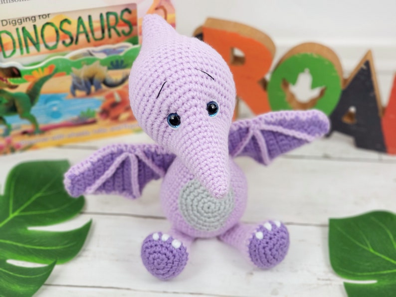 pterodactyl, pterodactyl crochet pattern, crochet pattern, amigurumi, pterodactyl pattern, dinosaur crochet pattern, dinosaur, crochet dino image 9