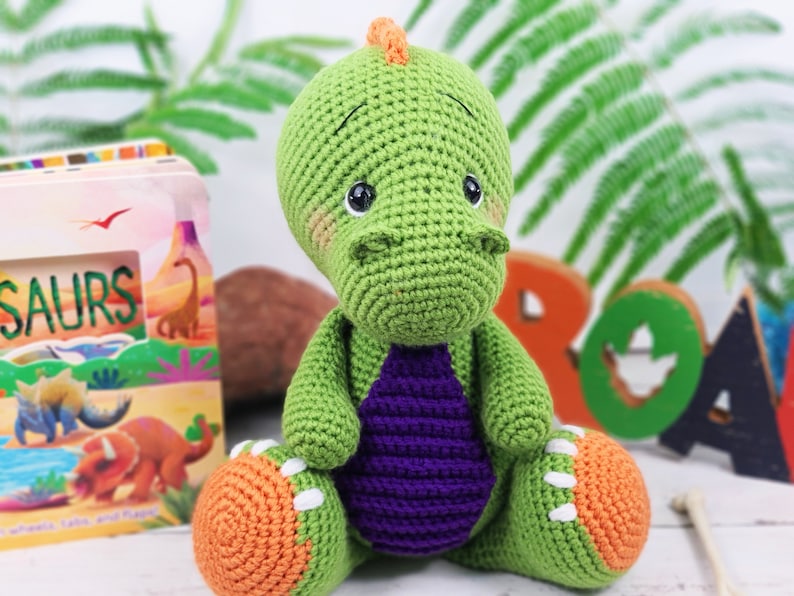 dinosaur crochet pattern, crochet dinosaur, t-rex crochet pattern, brontosaurus crochet pattern, triceratops crochet pattern image 2