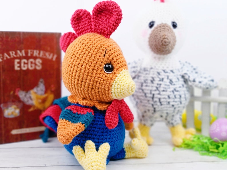 rooster crochet pattern, chicken crochet pattern, crochet pattern, crochet rooster, crochet chicken, amigurumi, rooster tutorial image 3