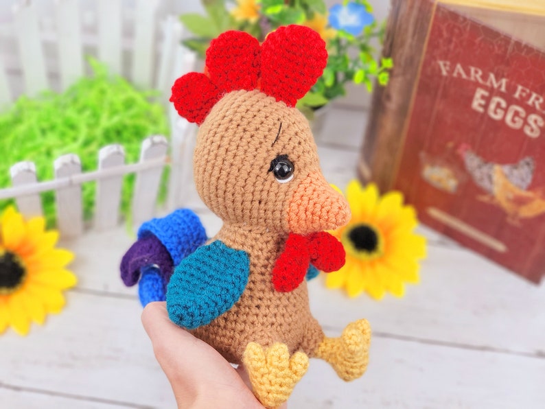 rooster crochet pattern, chicken crochet pattern, crochet pattern, crochet rooster, crochet chicken, amigurumi, rooster tutorial image 10