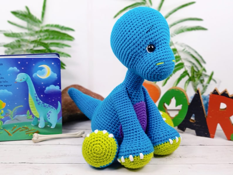 dinosaur crochet pattern, crochet dinosaur, t-rex crochet pattern, brontosaurus crochet pattern, triceratops crochet pattern image 7