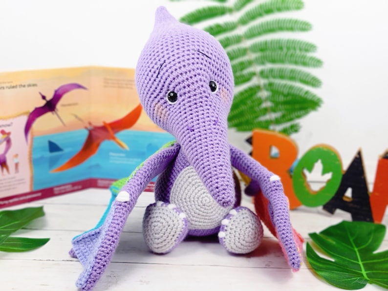 pterodactyl, pterodactyl crochet pattern, crochet pattern, amigurumi, pterodactyl pattern, dinosaur crochet pattern, dinosaur, crochet dino image 2