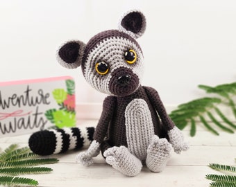 lemur, lemur crochet pattern, crochet pattern, crochet lemur, lemur amigurumi, amigurumi, lemur tutorial