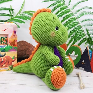 dinosaur crochet pattern, crochet dinosaur, t-rex crochet pattern, brontosaurus crochet pattern, triceratops crochet pattern image 3