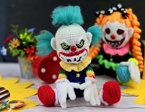 clown crochet pattern, crochet clown, clowns, crochet pattern, crochet, pattern, amigurumi, halloween