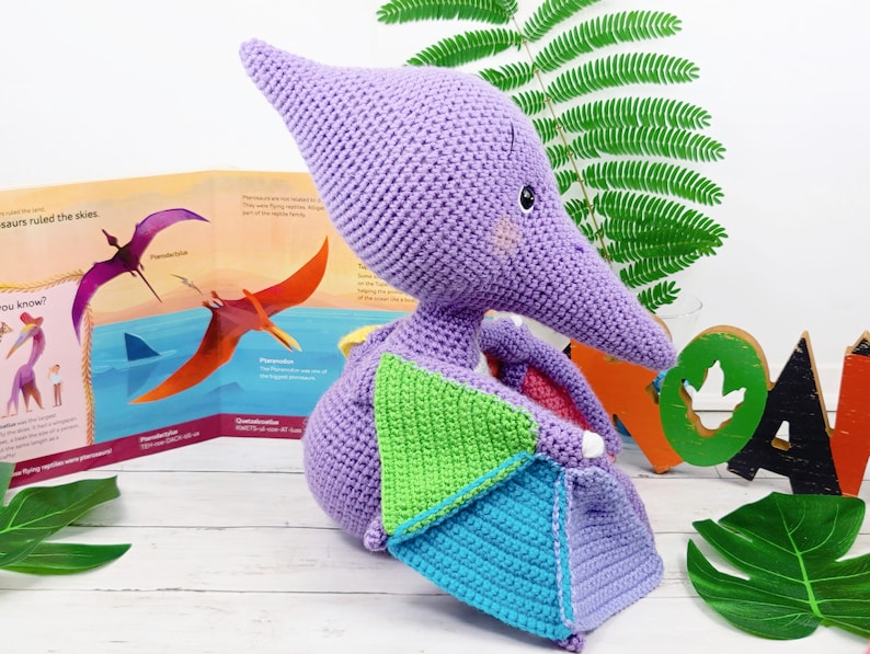 pterodactyl, pterodactyl crochet pattern, crochet pattern, amigurumi, pterodactyl pattern, dinosaur crochet pattern, dinosaur, crochet dino image 5