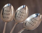 Custom hand-stamped spoon. Stamped cutlery. Birthdays valentines anniversary present. best selling item. personalised quirky gift.