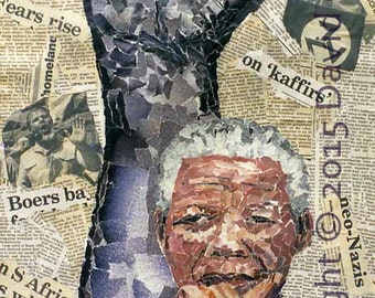 Amandla Mandela. - Limited Edition signed Fine Art Giclée Print. portrait, torn paper collage, contemporary fine art print.