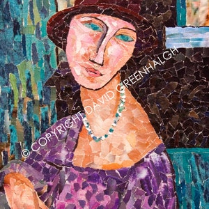 Omaggio a Modigliani n. 2. - Firmato, Contemporaneo, Fine Art, Giclée Stampa di un collage di carta Strappato originale.