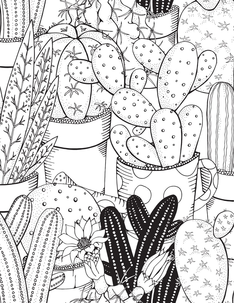 PRINTABLE COLORING SHEETS Instant Digital Download Cactus - Etsy