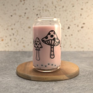 Mushroom Glass Cup, Iced Coffee Cup, Beer Can Glasses, Sustainable Drink Cup, Birthday Gift, Gift under 20, Cold Brew Cup